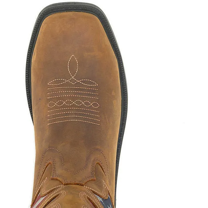 Wolverine Men's Rancher Flag Steel Toe WP Western Work Boot -Brown- W241181