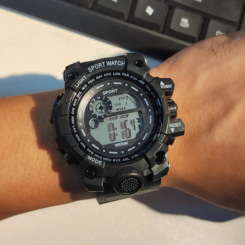 YIKAZE Men’s LED Digital Sports Watch – Waterproof & Luminous